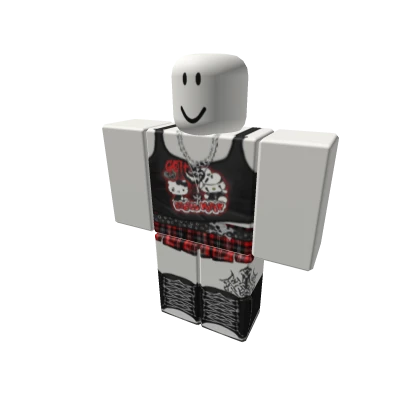 red y2k vintage plaid hello kitty grunge emo scene