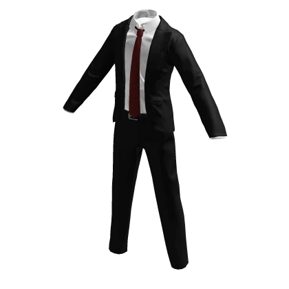 Black Suit w/ Red Tie (Open)