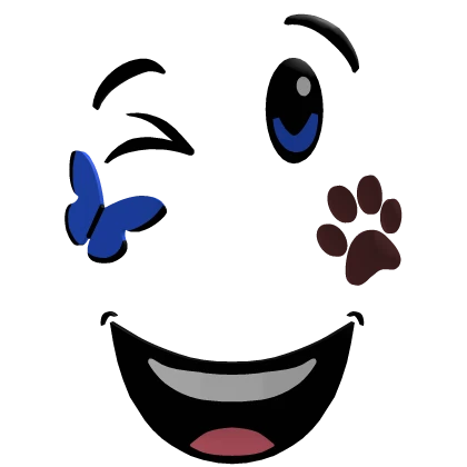 Blue Butterfly Wink Dog Paw (3D)