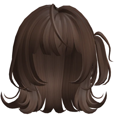 fluffy hair with side ponytail brown