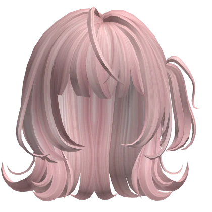 fluffy hair with side ponytail pink