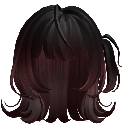 fluffy hair with side ponytail black and red