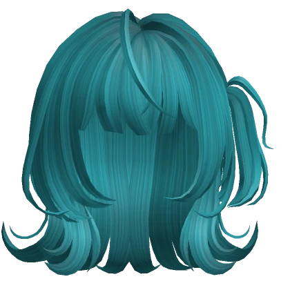 fluffy hair with side ponytail blue