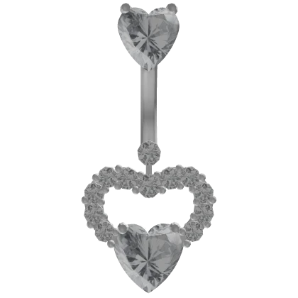 Silver Blinged Out Heart Belly Ring