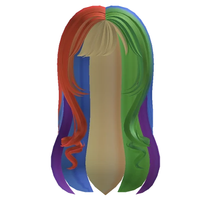 rainbow pony swirly straight long anime hair