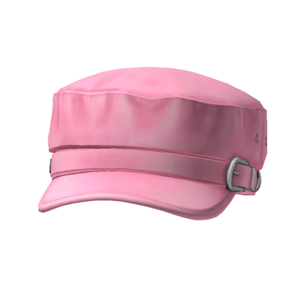 Pink Buckle Belt Beret Cap