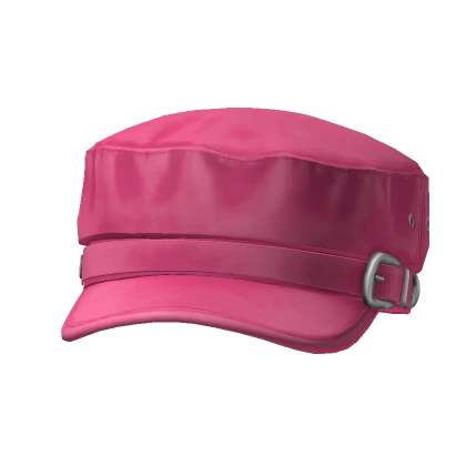 Hot Pink Buckle Belt Beret Cap