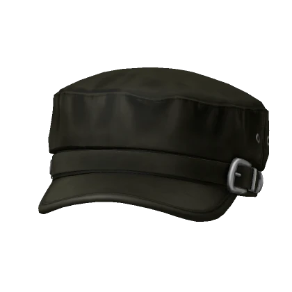 Green Buckle Belt Beret Cap