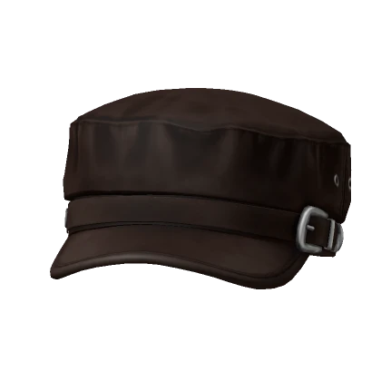 Brown Buckle Belt Beret Cap