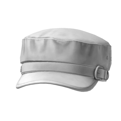 white Buckle Belt Beret Cap