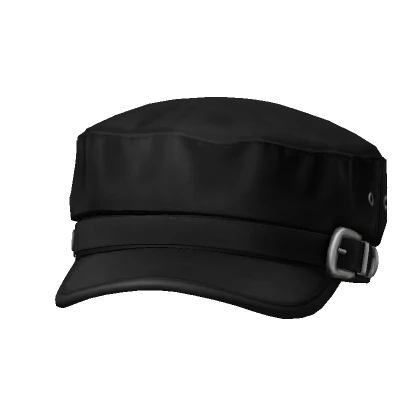 Black Buckle Belt Beret Cap