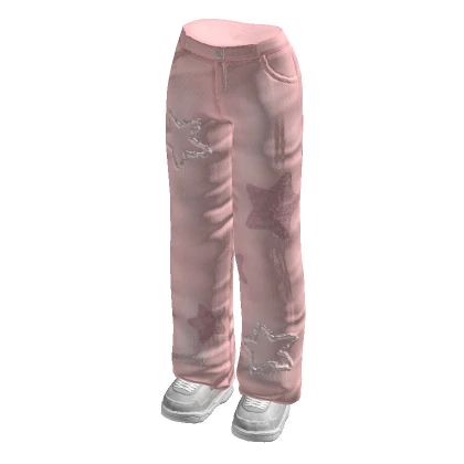 🍀Y2K Denim Jeans w Sneakers (Pink)