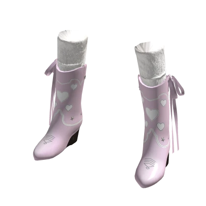 Cowboy Pale Pink Cute Bow Boots