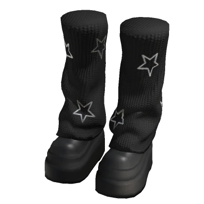 Y2K Star Boots Black