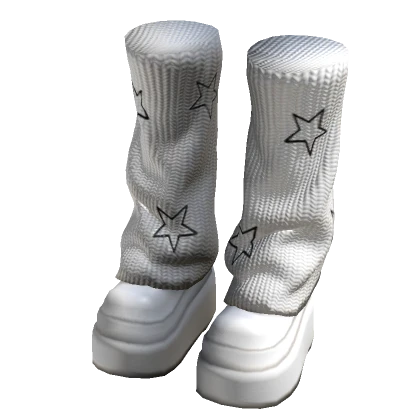 Y2K Star Boots White