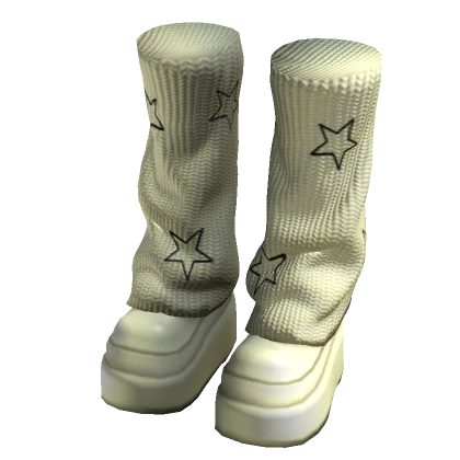 Y2K Star Boots Beige