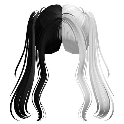 Black & White Anime Long Pigtails