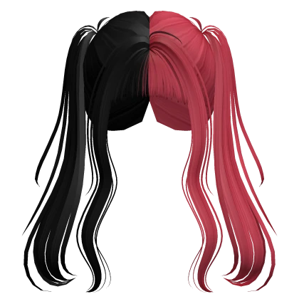 Black & Red Anime Long Pigtails