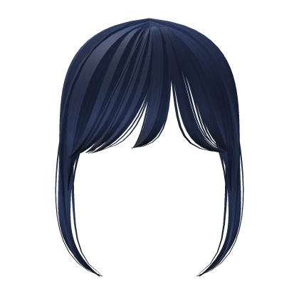 Adorable Long Dark Blue Bangs