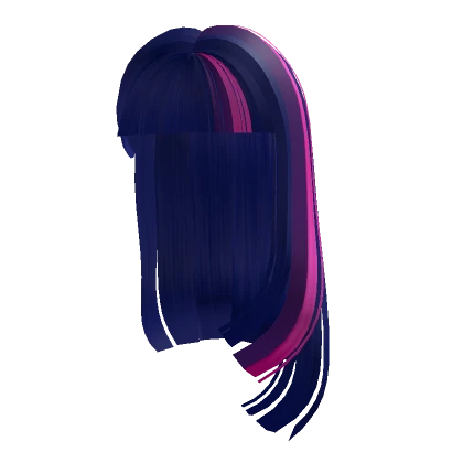 Sided Parted Straight Hair w Layers in Blue-Purple