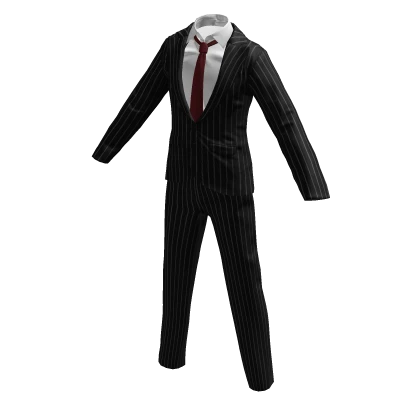 Pinstripe Suit w/ Red Tie