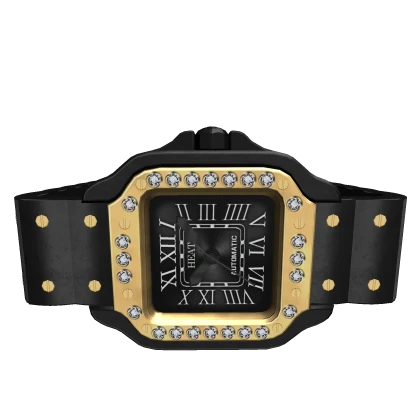 [R6] Luxury Black & Gold Diamond Watch