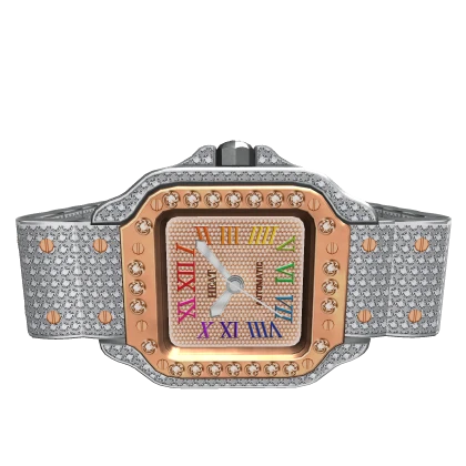 [R6] Luxury Rose Gold & Diamond w Rainbow Watch