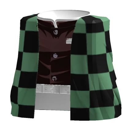 Kamado Black & Green Checker Haori