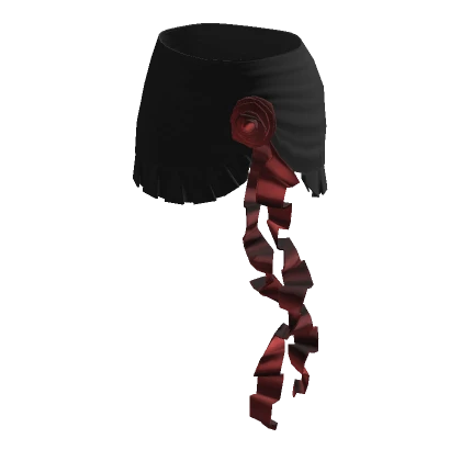 ☆ black n red flower ruffle miniskirt