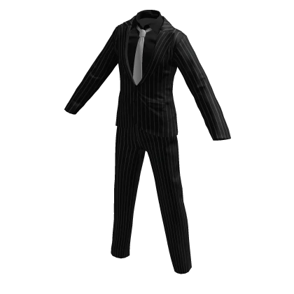 Pinstripe Suit w/ White Tie