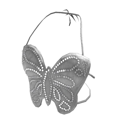 White Y2K Butterfly Gem Tied Crop Top