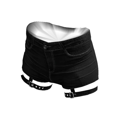 Y2K Denim Shorts with Straps Black