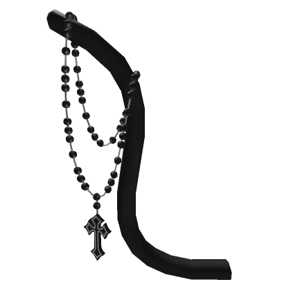 black gothic kitty tail with hanging rosary