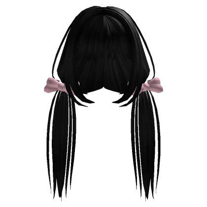 Dark Hair Pigtails with Bows Y2K