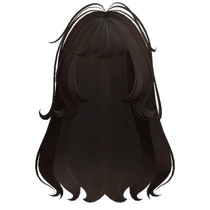 Long Swirly Anime Hair w/ Bangs (Dark Brown)