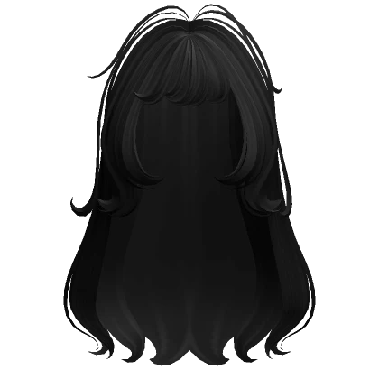 Long Swirly Anime Hair w/ Bangs (Black)