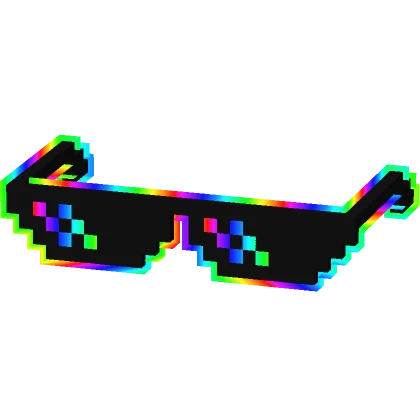 Rainbow Cartoony Pixel Deal With it Sunglasses