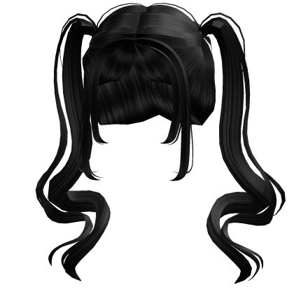 Cute High Anime Swirly Pigtails - Black