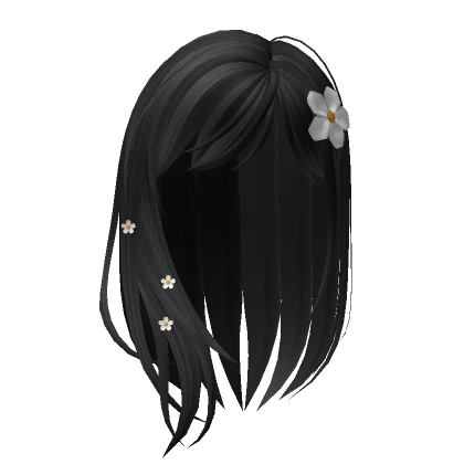 Hawaii Tropical Summer Hair w/ Daisy Flower Black