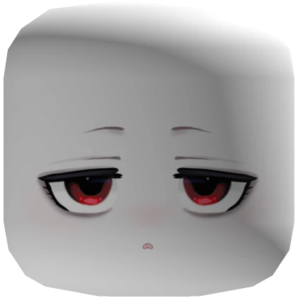 ☆ red eyes unamused chibi face mask anime - white