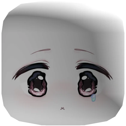 ♡ big sad eyes crying chibi face mask anime white