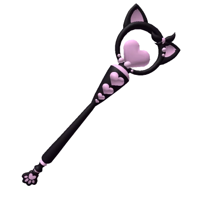 🐾 Pink black kitty kawaii staff