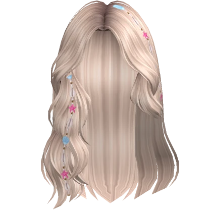 Beach Swept Wavy Hair w/ Shell Charms (Platinum)