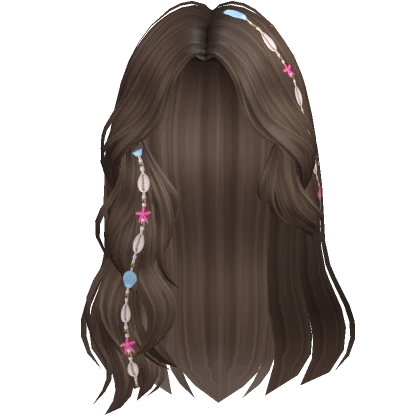 Beach Swept Wavy Hair w/ Shell Charms (Brown)