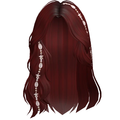 Beach Swept Wavy Hair w/ Shell Charms (Red)