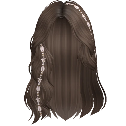 Beach Swept Wavy Hair w/ Shell Charms (Brown)