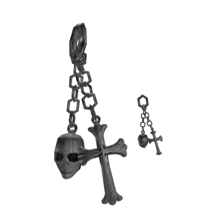 Chrome Cross Skull Earrings