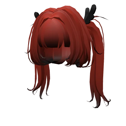 Twintails - Red Hair With Wings Bow