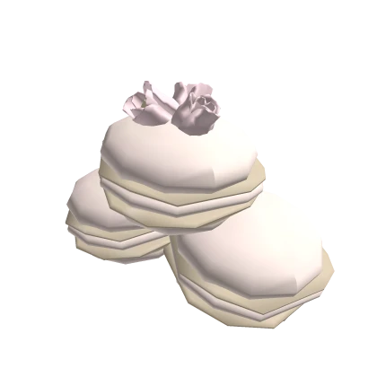 White Macaroon Stack with Roses