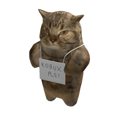 Cat Holding Sign, Robux Pls